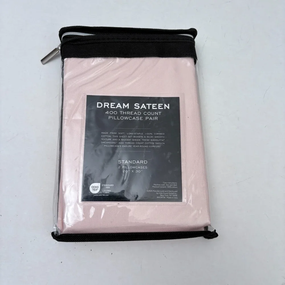 Wamsutta Dream Zone Dream Sateen Pillowcases Standard Pink 400 Thread Count New